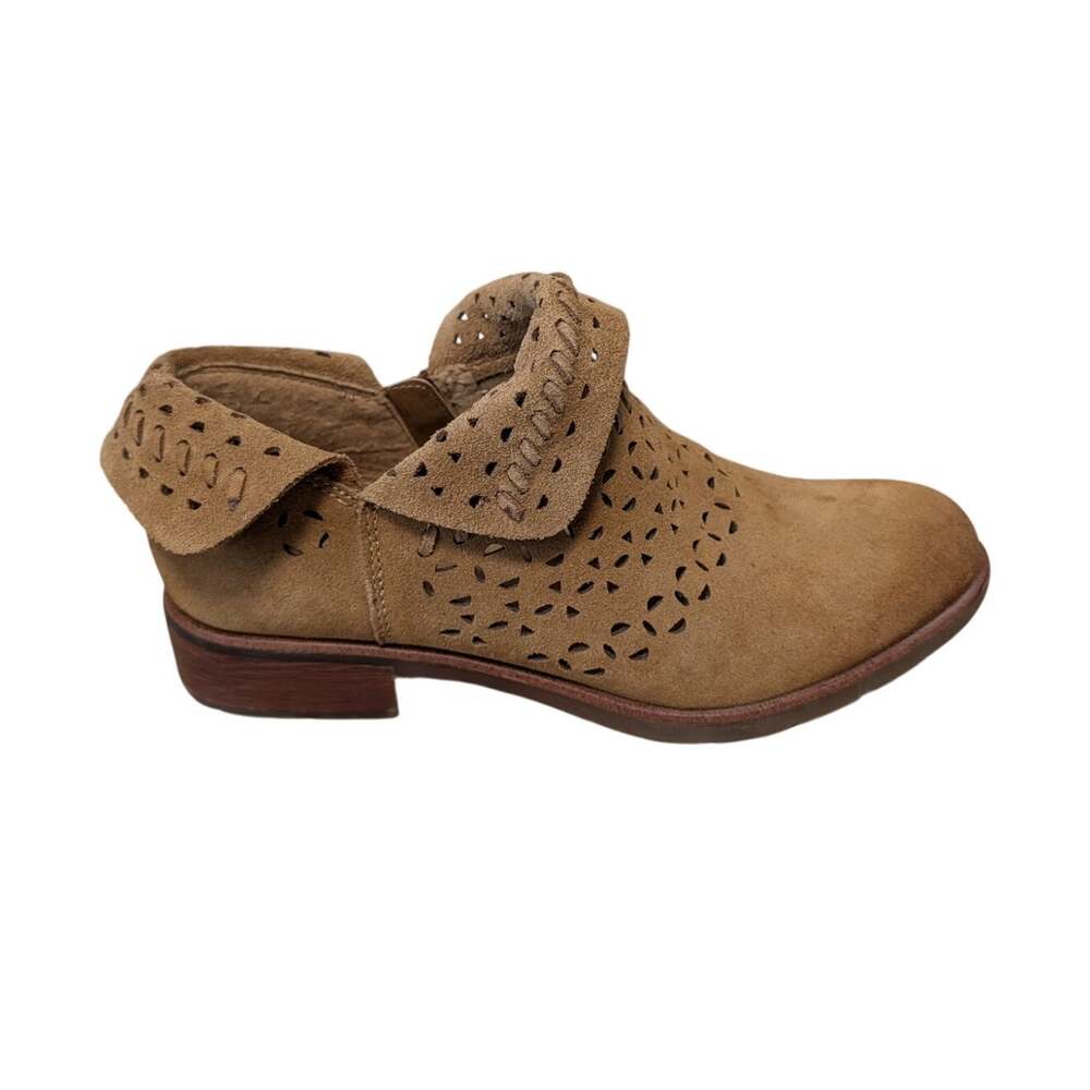Sofft Sharnell Boots Womens 9.5M Brown Suede Perforated Laser Cut Ankle Booties